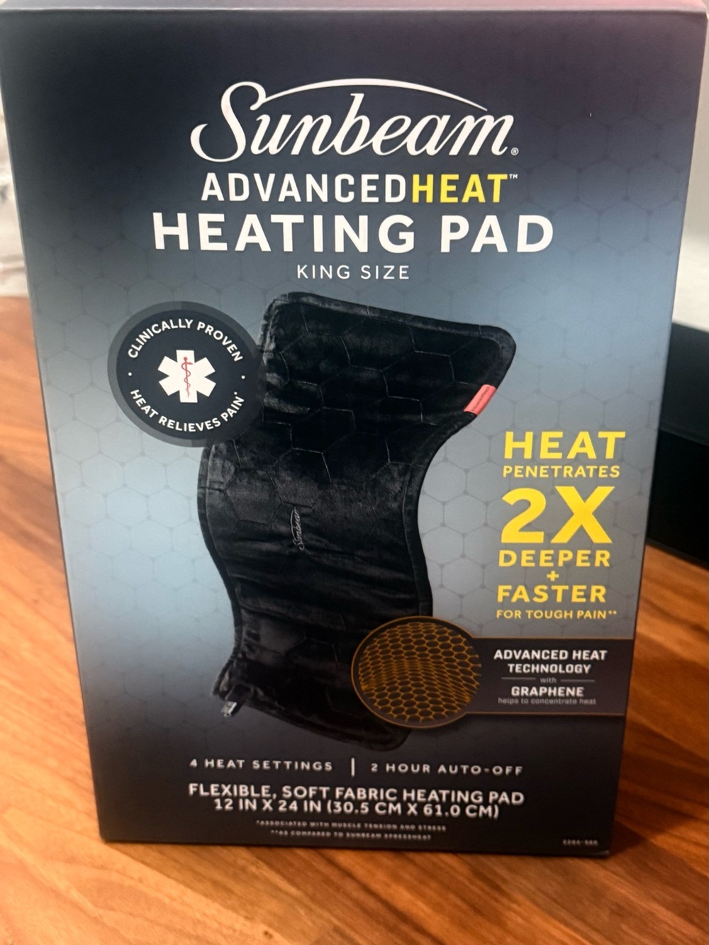 SUNBEAM Advanced Heat* Heating Pad* King Size* 12" X 24". Has Four (4) Settings*